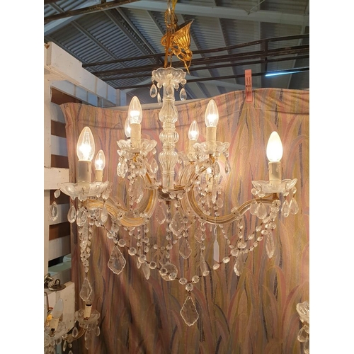 316 - Vintage 4-Arm / 8-Spot Crystal Chandelier