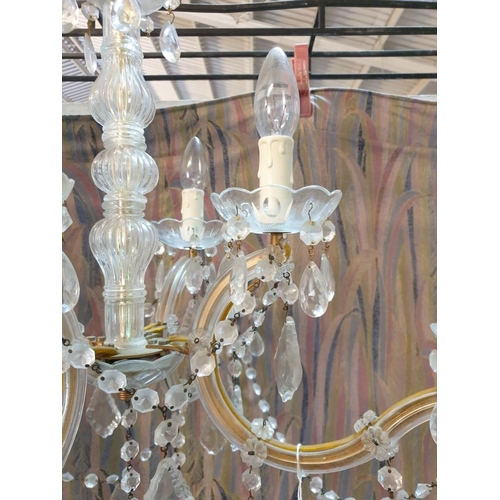 316 - Vintage 4-Arm / 8-Spot Crystal Chandelier