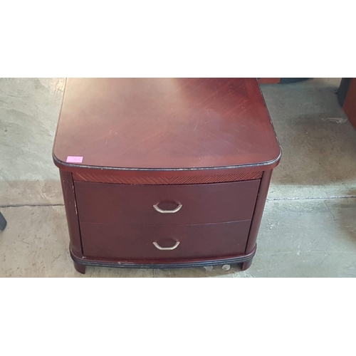 190 - Dark Brown Wooden 2 - Drawers Side Unit (60cm x 45cm x 47cm)