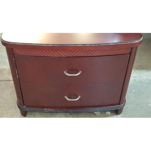 190 - Dark Brown Wooden 2 - Drawers Side Unit (60cm x 45cm x 47cm)