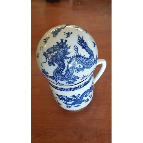 216 - Blue and White Collection: Pair of Vases, Mug, Bowl, Sweets Plate and Money Box (x6)