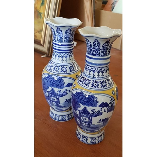 216 - Blue and White Collection: Pair of Vases, Mug, Bowl, Sweets Plate and Money Box (x6)