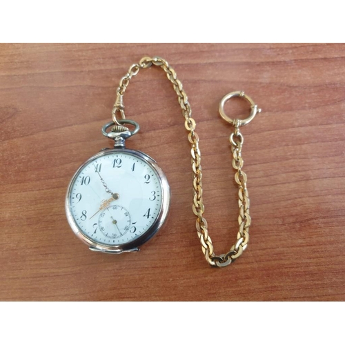 184 - Vintage French Pocket Watch in .800 Silver Case, Lever Set, Manual Wind (Running when Lotted) in Yel... 