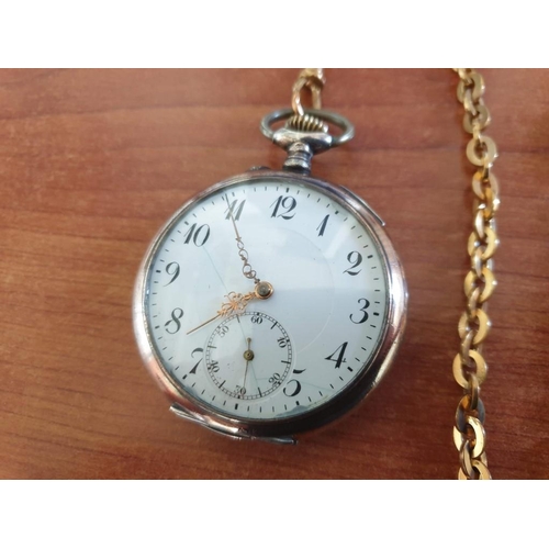 184 - Vintage French Pocket Watch in .800 Silver Case, Lever Set, Manual Wind (Running when Lotted) in Yel... 