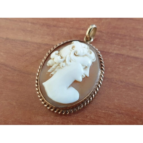 324 - 9ct Gold Cameo Broach (Total Weight 5.2gr, Approx L:3cm)