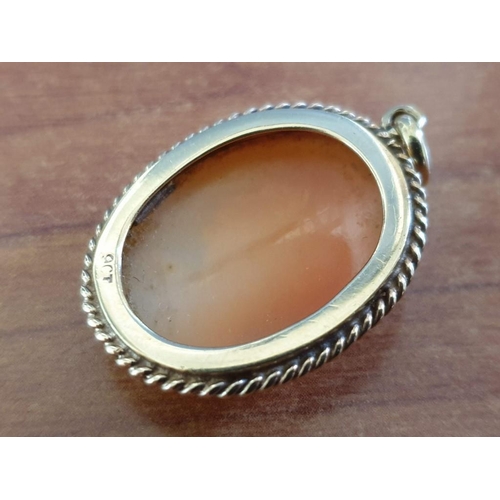 324 - 9ct Gold Cameo Broach (Total Weight 5.2gr, Approx L:3cm)