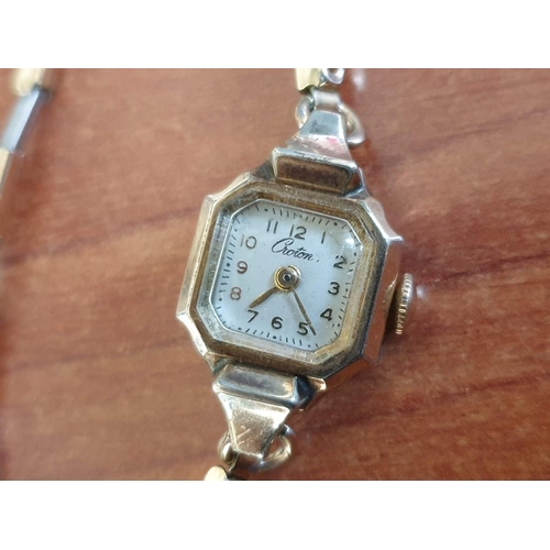 325 - Ladies Gold Tone Cocktail Watch, Manual Wind Movement by Crown Watch Company *Running when Lotted* o... 