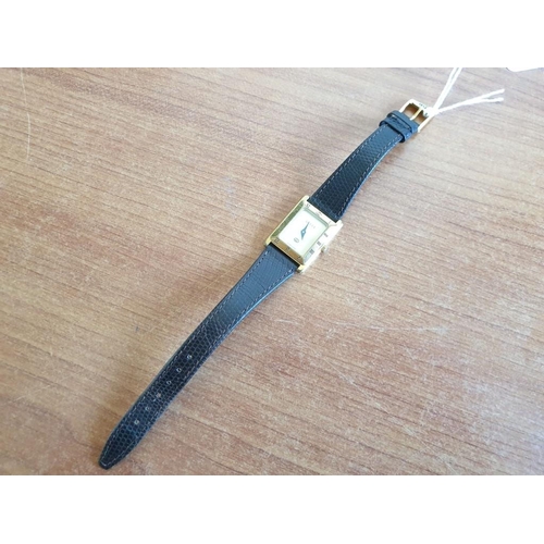 183 - Ladies Vintage Gucci Gold Plated Wrist Watch with Brown Leather Strap, Swiss Made, Quartz Movement (... 