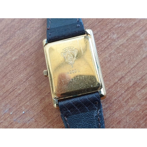 183 - Ladies Vintage Gucci Gold Plated Wrist Watch with Brown Leather Strap, Swiss Made, Quartz Movement (... 