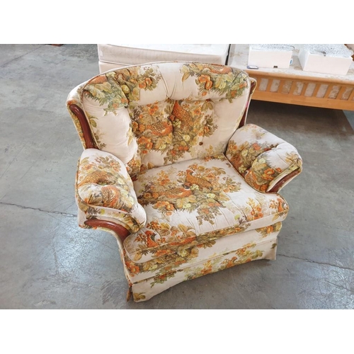 231 - Vintage Armchair in Floral Fabric with Matching Footstool (A/F)