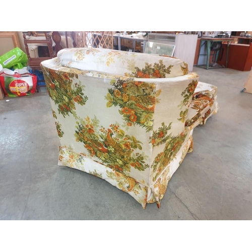 231 - Vintage Armchair in Floral Fabric with Matching Footstool (A/F)