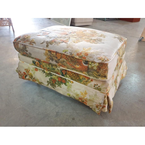 231 - Vintage Armchair in Floral Fabric with Matching Footstool (A/F)