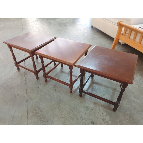232 - 3 x Square Side Tables in Dark Wood