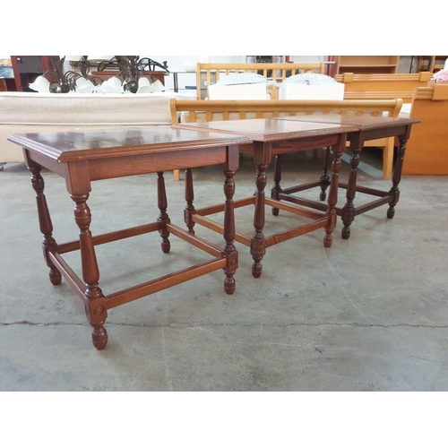 232 - 3 x Square Side Tables in Dark Wood