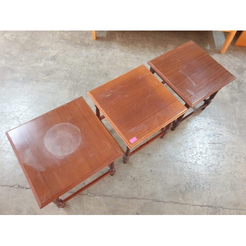 232 - 3 x Square Side Tables in Dark Wood