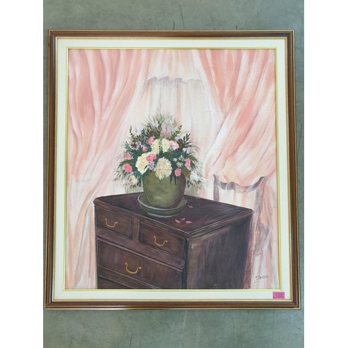 234 - Framed Oil on Canvas of Flowers Signed Lower Right (82cm x 92cm)