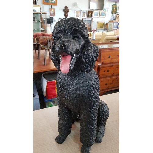 89 - 2 x Poodle Dog Ornaments; Large Black Colour Plastic and Cream Colour Resin Poodles, (H:39cm & H:64c... 