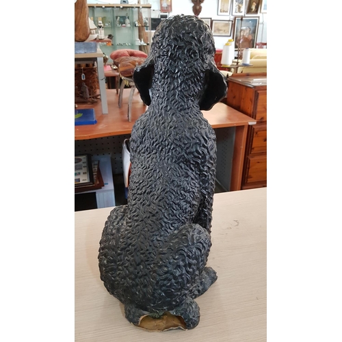 89 - 2 x Poodle Dog Ornaments; Large Black Colour Plastic and Cream Colour Resin Poodles, (H:39cm & H:64c... 