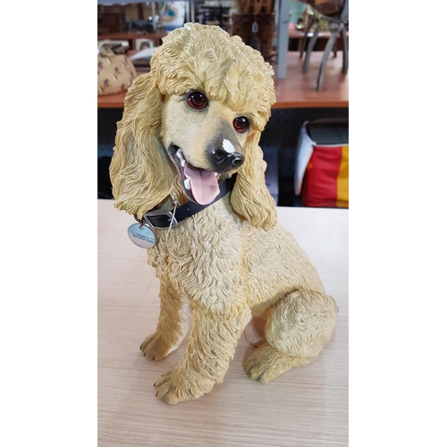 89 - 2 x Poodle Dog Ornaments; Large Black Colour Plastic and Cream Colour Resin Poodles, (H:39cm & H:64c... 