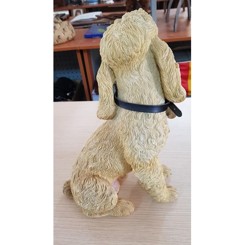 89 - 2 x Poodle Dog Ornaments; Large Black Colour Plastic and Cream Colour Resin Poodles, (H:39cm & H:64c... 