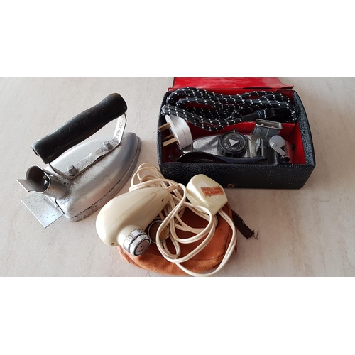327 - Folding Travel Iron by Trident in Case and a Phillips Philshave Ivory Coloured Electric Razor *Worki... 