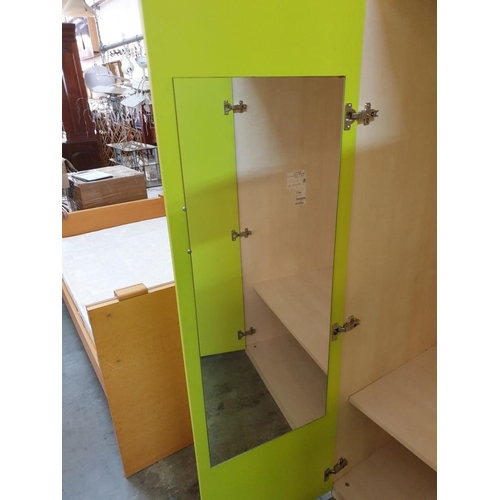 342 - Modern 2 - Door Wardrobe Light Wood Colour with Lime Green Doors, Internal shelves, Hanging Rail & M... 