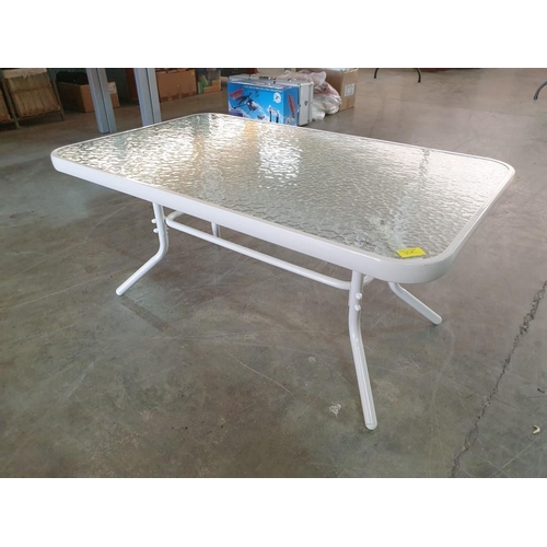 357 - New Aluminum Garden Table with Glass Top (100 x 60 x 46cm)