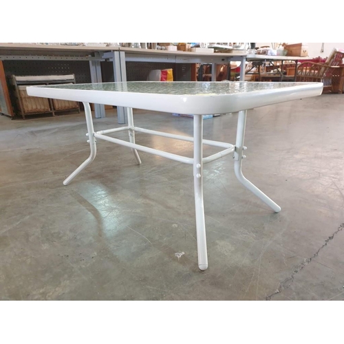 357 - New Aluminum Garden Table with Glass Top (100 x 60 x 46cm)