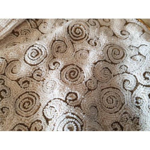 360 - Vintage Handmade Ladies Evening Bag with Decorative Beads, Brass with Mother of Pearl (?) Opening an... 