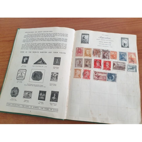 102 - Vintage Royal Mail Stamp Album, Circa 1930's with Collection of Early World Stamps