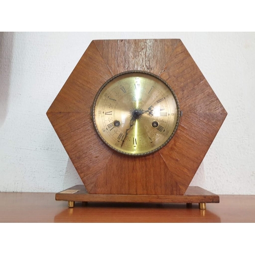 Vintage Urgos (Germany) Mantle Clock in Hexagonal Wooden Case Key Wound, Chiming  Movement *Working w