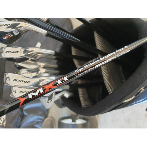 522 - Set of Dunlop MXII Golf Clubs with Graphite FLEX-R Shafts, Irons; 3-9, S & P, Putter, Driver, 3 & 5 ... 