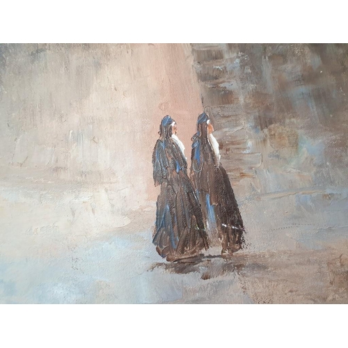 111 - Framed Oil on Canvas of Monastry Scene, Signed 