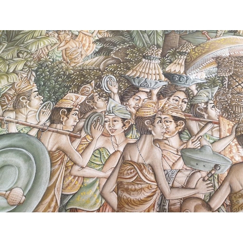 112 - Large Frame Print on Canvas of Indonesian Festival (Approx. 129cm x 91cm Overall)