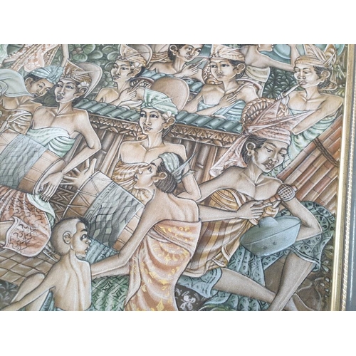 112 - Large Frame Print on Canvas of Indonesian Festival (Approx. 129cm x 91cm Overall)