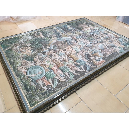 112 - Large Frame Print on Canvas of Indonesian Festival (Approx. 129cm x 91cm Overall)