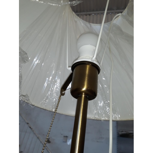 272 - Metal - Brass Coloured Floor Lamp with White Lamp Shade