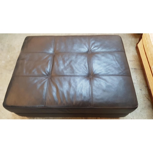 93 - Black Leather Corner Sofa with Matching Large Stool (Sofa - 94cm x 250cm x 196cm and Stool - 90cm x ... 