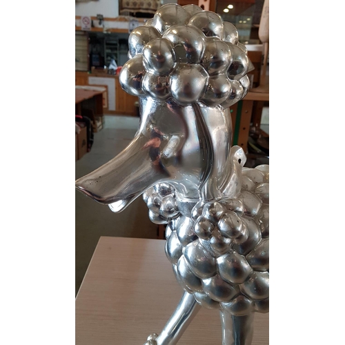 307 - Modern Silver Colour Poodle Dog Ornament (H:54cm)