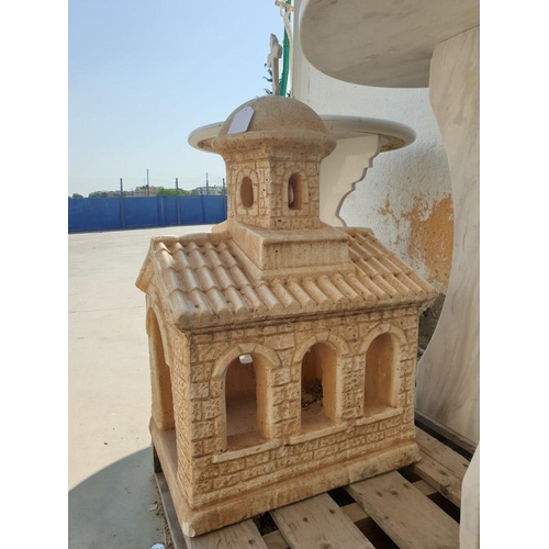 408 - Stone Church Orthodox Garden Ornament / Memorial (44cm x 37cm x 73cm Overall)