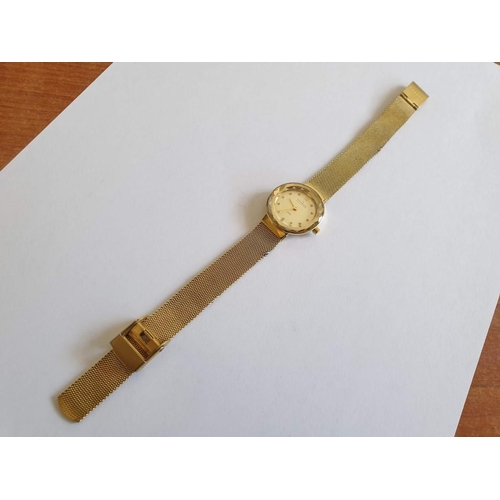 411 - Ladies Gold Tone Skagen (Denmark) Wrist Watch with Diamond Effect Hour Markers on Bracelet Strap (Mo... 