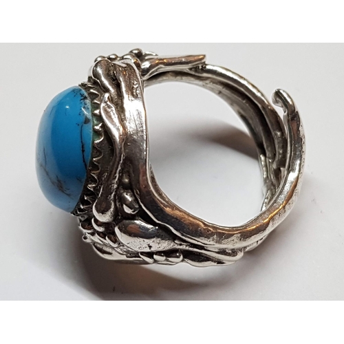 415 - Carvet Strong Silver (.925) Turquoise Ring, Size R