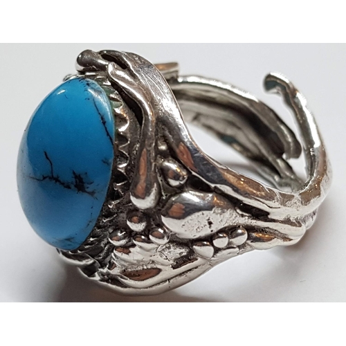 415 - Carvet Strong Silver (.925) Turquoise Ring, Size R