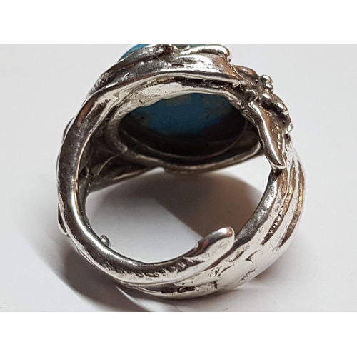 415 - Carvet Strong Silver (.925) Turquoise Ring, Size R