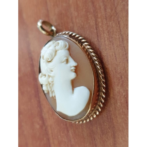 423 - 9ct Gold Cameo Broach (Total Weight 5.2gr, Approx L:3cm)