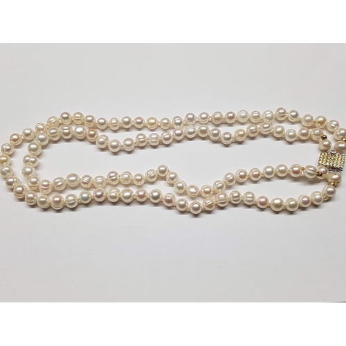 426 - Double Strand Fresh Water Pearl Necklace and Matching Bracelet with Silver Clasp (.835)