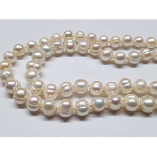 426 - Double Strand Fresh Water Pearl Necklace and Matching Bracelet with Silver Clasp (.835)