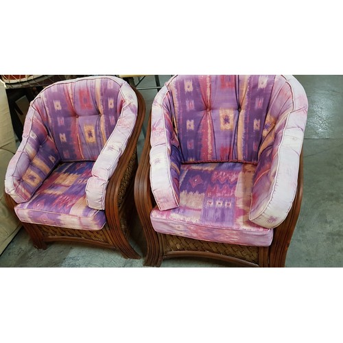 443 - 2 x Rattan Chairs with Cushions