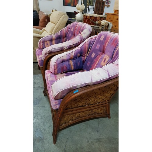 443 - 2 x Rattan Chairs with Cushions