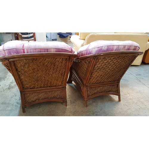 443 - 2 x Rattan Chairs with Cushions